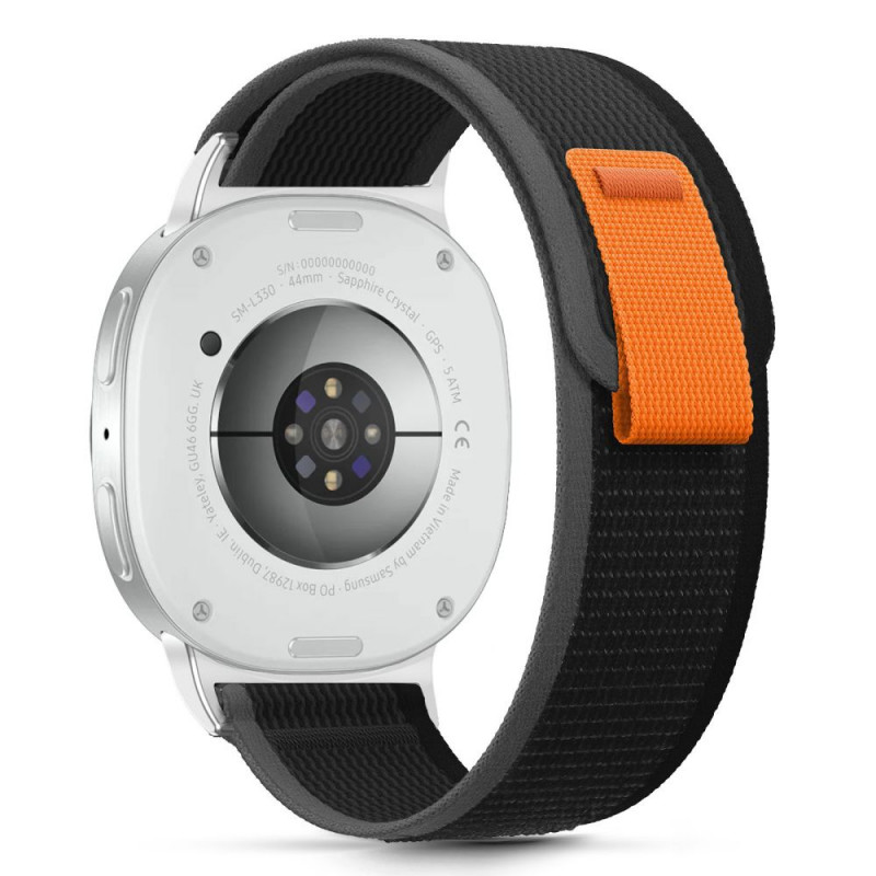 „Tech-Protect“ nailono juostelių dirželis, skirtas „Samsung Galaxy Watch 40/ 44/ 46 mm“ – juodas ir oranžinis