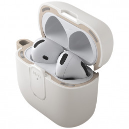UNIQ Clyde Lock dėklas, skirtas AirPods 4 ausinėms – smėlio spalvos