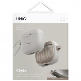 UNIQ Clyde Lock dėklas, skirtas AirPods 4 ausinėms – smėlio spalvos
