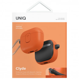 UNIQ „Clyde Lock“ dėklas, skirtas „AirPods 4“ – oranžinis