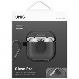 UNIQ Glase Pro dėklas, skirtas AirPods 4 ausinėms – juodas