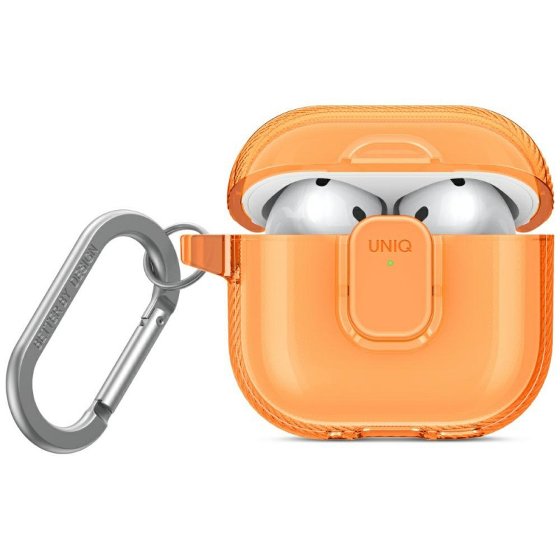 UNIQ Glase Pro dėklas, skirtas AirPods 4 ausinėms – oranžinis