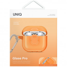 UNIQ Glase Pro dėklas, skirtas AirPods 4 ausinėms – oranžinis