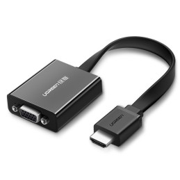 Ugreen HDMI – VGA mikro USB / garso 3,5 mm mini lizdo adapteris juodas (40248)