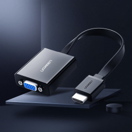Ugreen HDMI – VGA mikro USB / garso 3,5 mm mini lizdo adapteris juodas (40248)