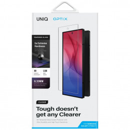 „UNIQ Optix“ skaidrus grūdintas stiklas, skirtas „Samsung Galaxy Z Fold 7“.