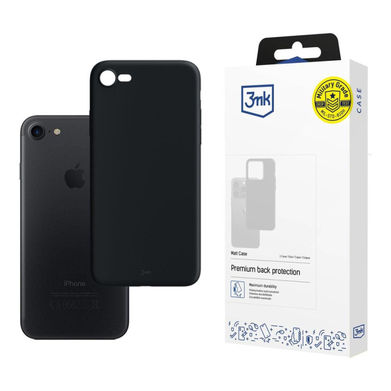 3mk matinis dėklas, skirtas iPhone 7 / 8 / SE 2020 / SE 2022 - juodas