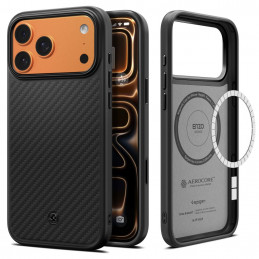 „Spigen Enzo Aramid T“ „MagSafe“ dėklas, skirtas „iPhone 17 Pro“ – juodas