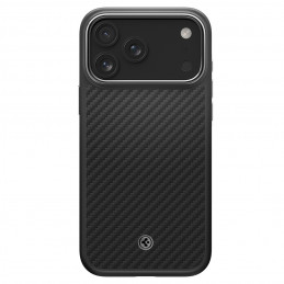 „Spigen Enzo Aramid T“ „MagSafe“ dėklas, skirtas „iPhone 17 Pro“ – juodas ir sidabrinis