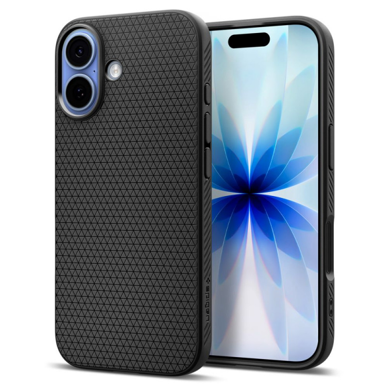 „Spigen Liquid Air“ dėklas, skirtas „iPhone 17“ – matinės juodos spalvos