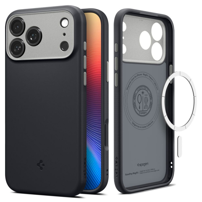 „Spigen Nano Pop MagSafe“ dėklas, skirtas „iPhone 17 Pro“ – juodas