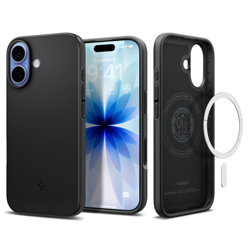 „Spigen Thin Fit MagSafe“ dėklas, skirtas „iPhone 17“ – juodas