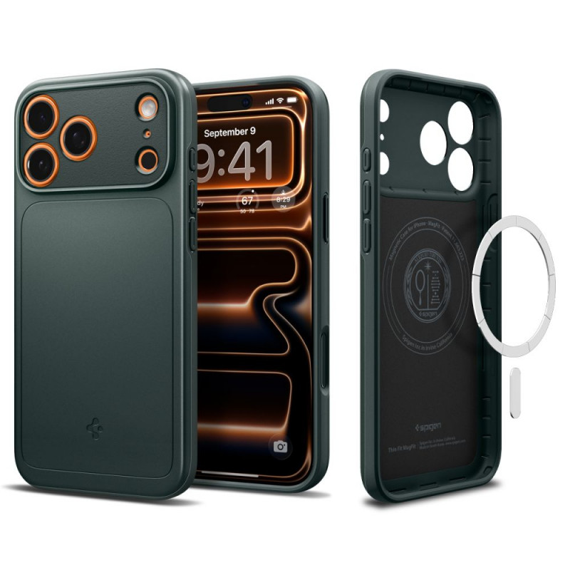 „Spigen Thin Fit MagSafe“ dėklas, skirtas „iPhone 17 Pro Max“ – žalias