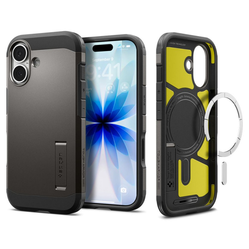 „Spigen Tough Armor „T“ MagSafe“ dėklas, skirtas iPhone 17 – pilkas