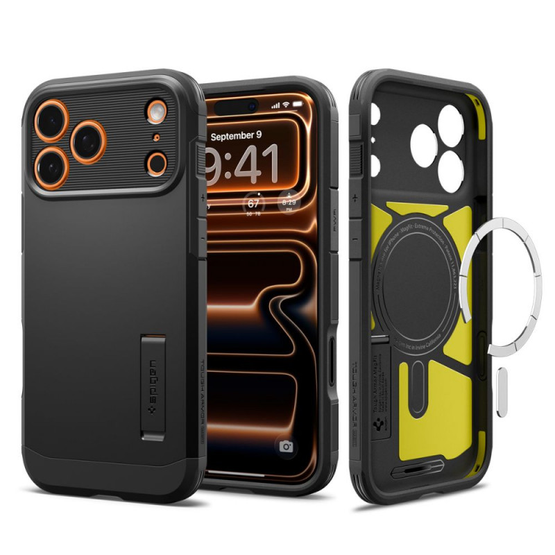 „Spigen Tough Armor“ „T“ „MagSafe“ dėklas, skirtas „iPhone 17 Pro“ – juodas
