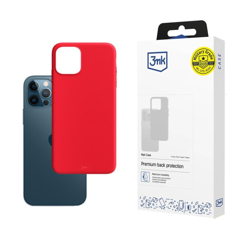 3mk matinis dėklas, skirtas iPhone 12/ 12 Pro – raudonas
