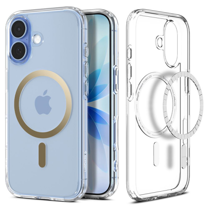 „Spigen Ultra Hybrid MagSafe“ dėklas, skirtas „iPhone 17“ – permatomas auksinis