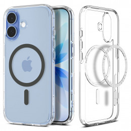 „Spigen Ultra Hybrid MagSafe“ dėklas, skirtas „iPhone 17“ – skaidriai pilkas