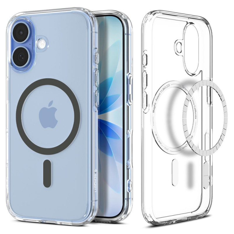 „Spigen Ultra Hybrid MagSafe“ dėklas, skirtas „iPhone 17“ – skaidriai pilkas