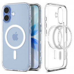 „Spigen Ultra Hybrid MagSafe“ dėklas, skirtas „iPhone 17“ – skaidrus ir baltas