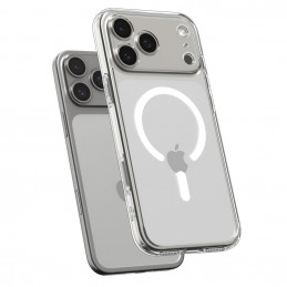 „Spigen Ultra Hybrid MagSafe“ dėklas, skirtas „iPhone 17 Pro“ – skaidrus ir baltas