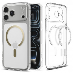 „Spigen Ultra Hybrid MagSafe“ dėklas, skirtas „iPhone 17 Pro Max“ – permatomas auksinis