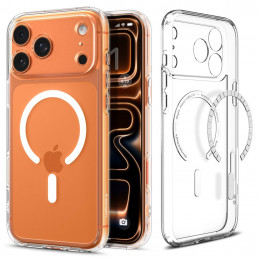 „Spigen Ultra Hybrid MagSafe“ dėklas, skirtas „iPhone 17 Pro Max“ – skaidrus ir baltas