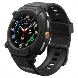 „Spigen Rugged Armor Pro“ dirželis, skirtas „Samsung Galaxy Watch 8 Classic“ (46 mm), matinės juodos spalvos.