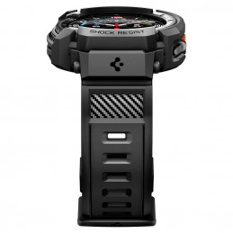 „Spigen Rugged Armor Pro“ dirželis, skirtas „Samsung Galaxy Watch 8 Classic“ (46 mm), matinės juodos spalvos.