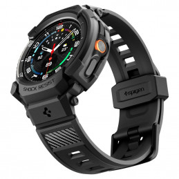 „Spigen Rugged Armor Pro“ dirželis, skirtas „Samsung Galaxy Watch 8 Classic“ (46 mm), matinės juodos spalvos.