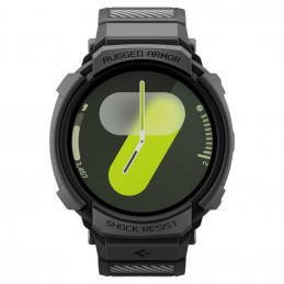 „Spigen Rugged Armor Pro“ dirželis, skirtas „Samsung Galaxy Watch 8“ (40 mm), matinės juodos spalvos.