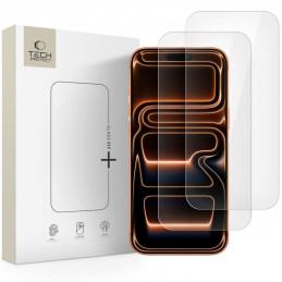 „Tech-Protect Glass Fit+“ 2 grūdinto stiklo pakuotė, skirta „iPhone 16 Pro / 17 / 17 Pro“ – skaidri