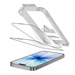 „Tech-Protect Quick Set+“ 2 grūdinto stiklo pakuotė, skirta „iPhone 17“ – juoda