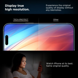 „Tech-Protect Quick Set+“ 2 grūdinto stiklo pakuotė, skirta „iPhone 17 Pro Max“ – juoda