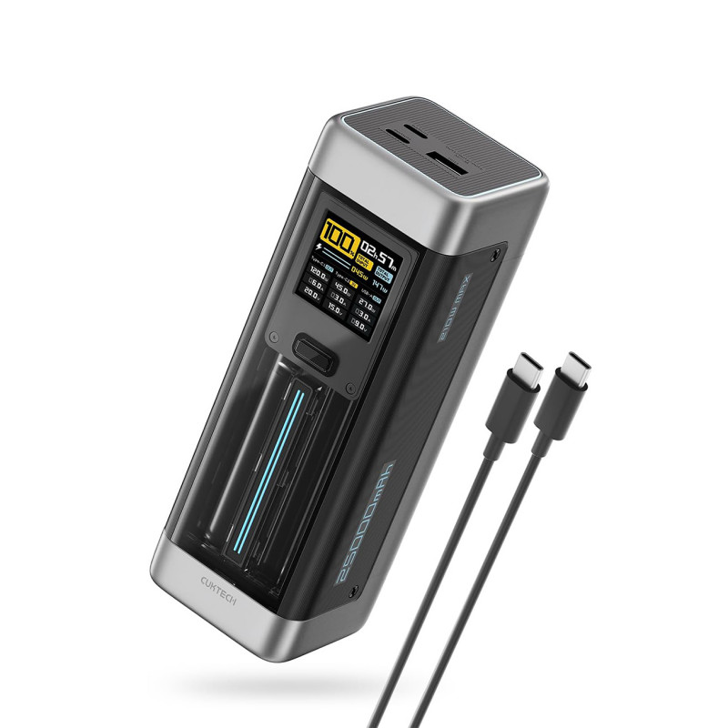 Nešiojamoji baterija „Cuktech CUK00P23GLBK“ 210 W 25000 mAh 2 x USB-C 1 x USB-A – juoda