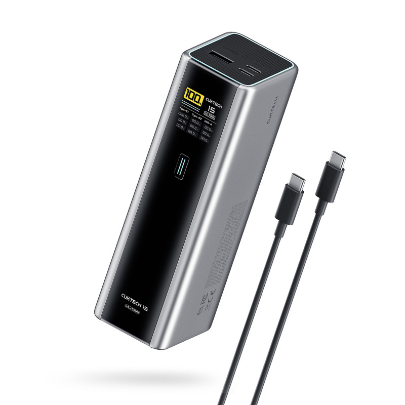 Nešiojamoji baterija „Cuktech CKPB200UGLGR“ 210 W 20000 mAh 2 x USB-C 1 x USB-A - pilka