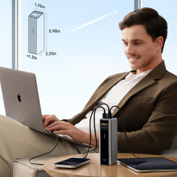 Nešiojamoji baterija „Cuktech CKPB200UGLGR“ 210 W 20000 mAh 2 x USB-C 1 x USB-A - pilka