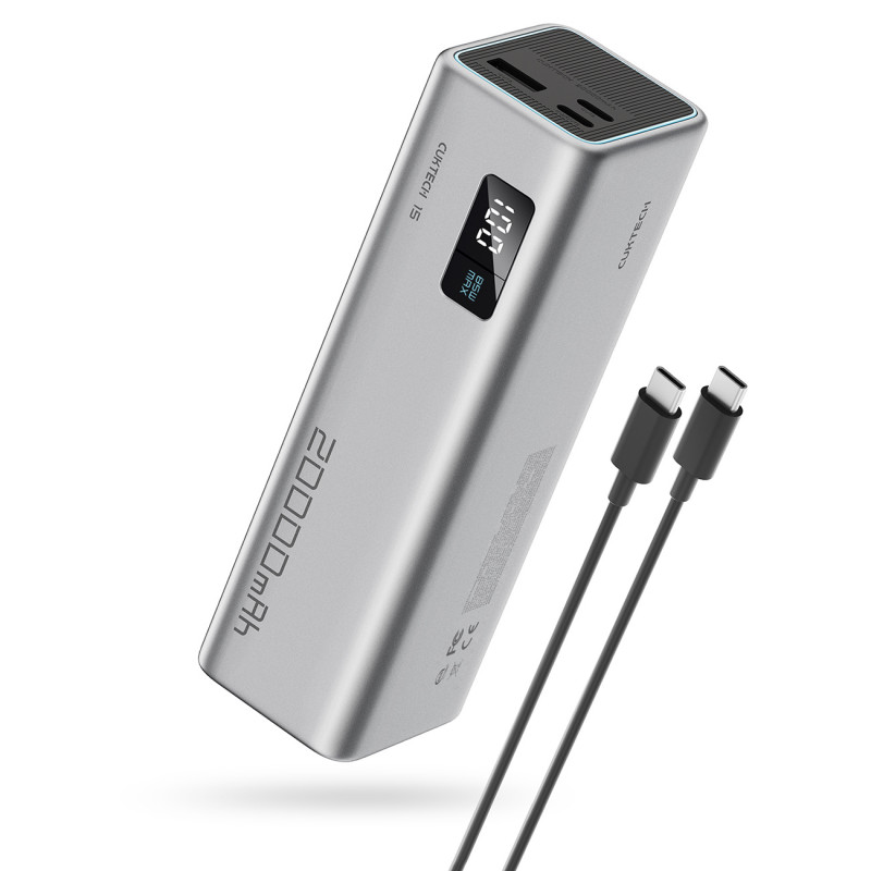 Nešiojamoji baterija „Cuktech CUKP200XGLGR“ 100 W 20000 mAh 2 x USB-C 1 x USB-A - pilka