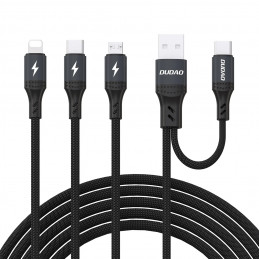 „Dudao L3W USB-A/ USB-C“ į „Lightning“/ USB-C/ MicroUSB“ 66 W laidas – juodas