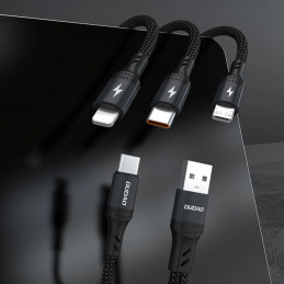 „Dudao L3W USB-A/ USB-C“ į „Lightning“/ USB-C/ MicroUSB“ 66 W laidas – juodas