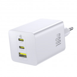 „Baseus EnerFill FE11“ 2 x USB-C / USB-A 100 W sieninis įkroviklis – baltas