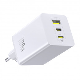 „Baseus EnerFill FE11“ 2 x USB-C / USB-A 100 W sieninis įkroviklis – baltas