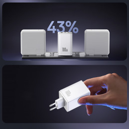 „Baseus EnerFill FE11“ 2 x USB-C / USB-A 100 W sieninis įkroviklis – baltas
