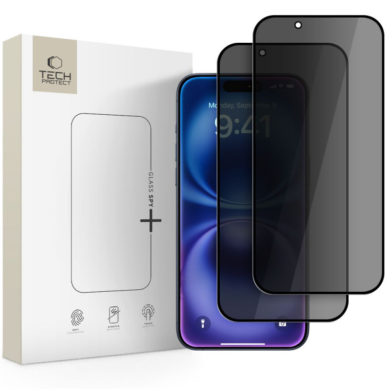 „Tech-Protect Glass Spy+“ 2 „iPhone 17 Air“ privatumo stiklų pakuotė