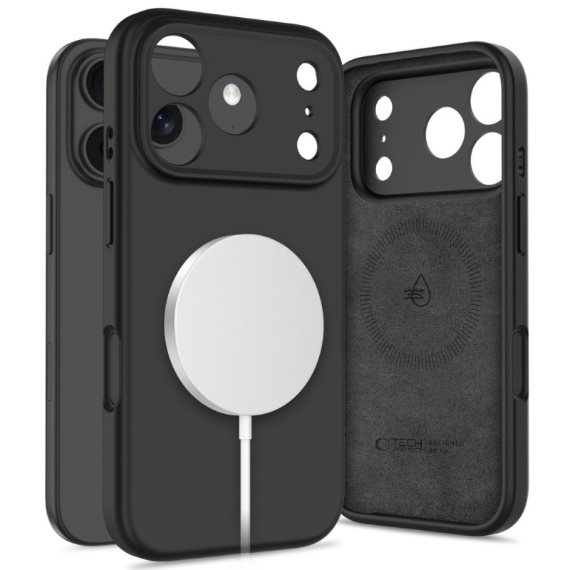 „Tech-Protect“ silikoninis „MagSafe“ dėklas, skirtas „iPhone 17 Pro“ – juodas