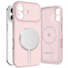 „Tech-Protect“ silikoninis „MagSafe“ dėklas, skirtas „iPhone 17“ – rožinis