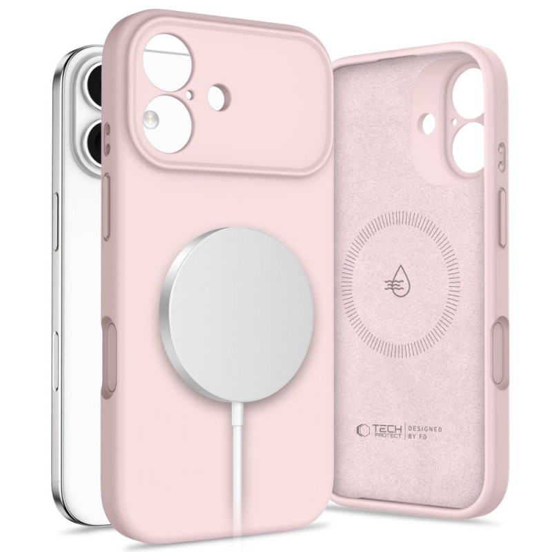 „Tech-Protect“ silikoninis „MagSafe“ dėklas, skirtas „iPhone 17“ – rožinis