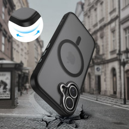 „Tech-Protect MagEdge MagSafe“ dėklas, skirtas „iPhone 17“ – matinės juodos spalvos