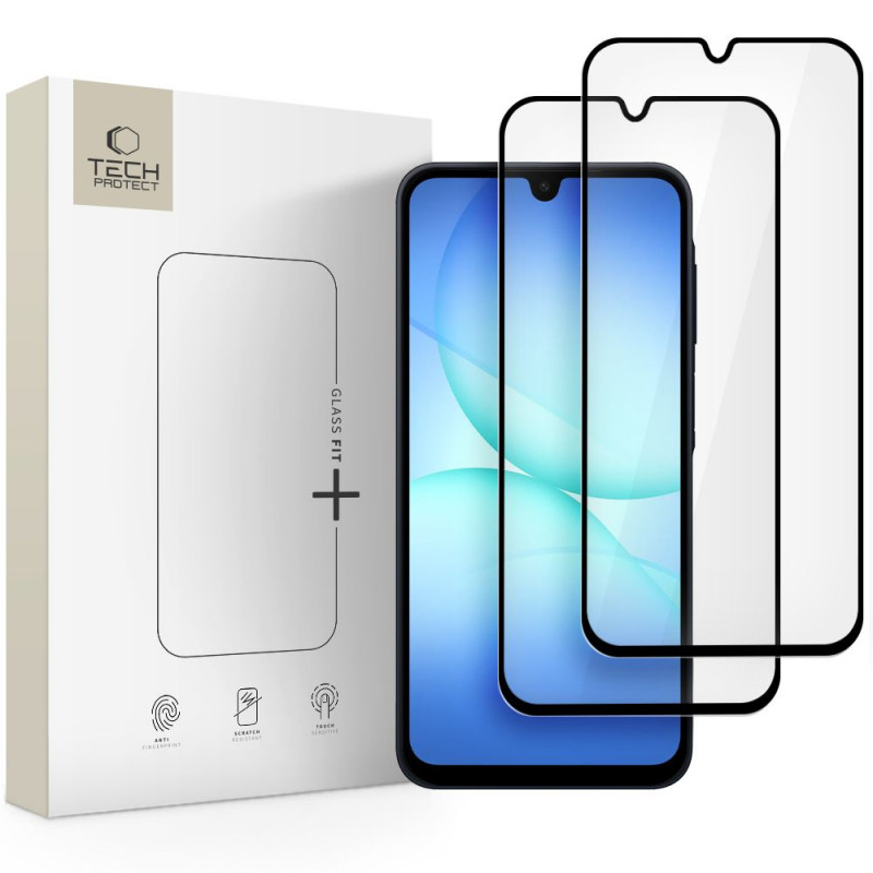 „Tech-Protect Glass Fit+“ grūdinto stiklo pakuotė, skirta „Samsung Galaxy A16 4G / 5G / A26 5G / A17 4G / 5G“ – juoda