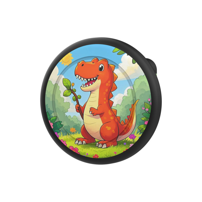 „AirTag“ ženklelių dėklas – juodas su dinozaurų raštu